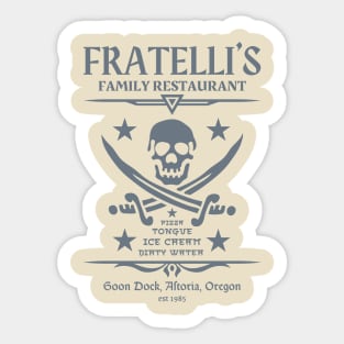 Fratelli's Family Restaurant The Goonies 80s Oregon Original Aesthetic Tribute 〶 Sticker